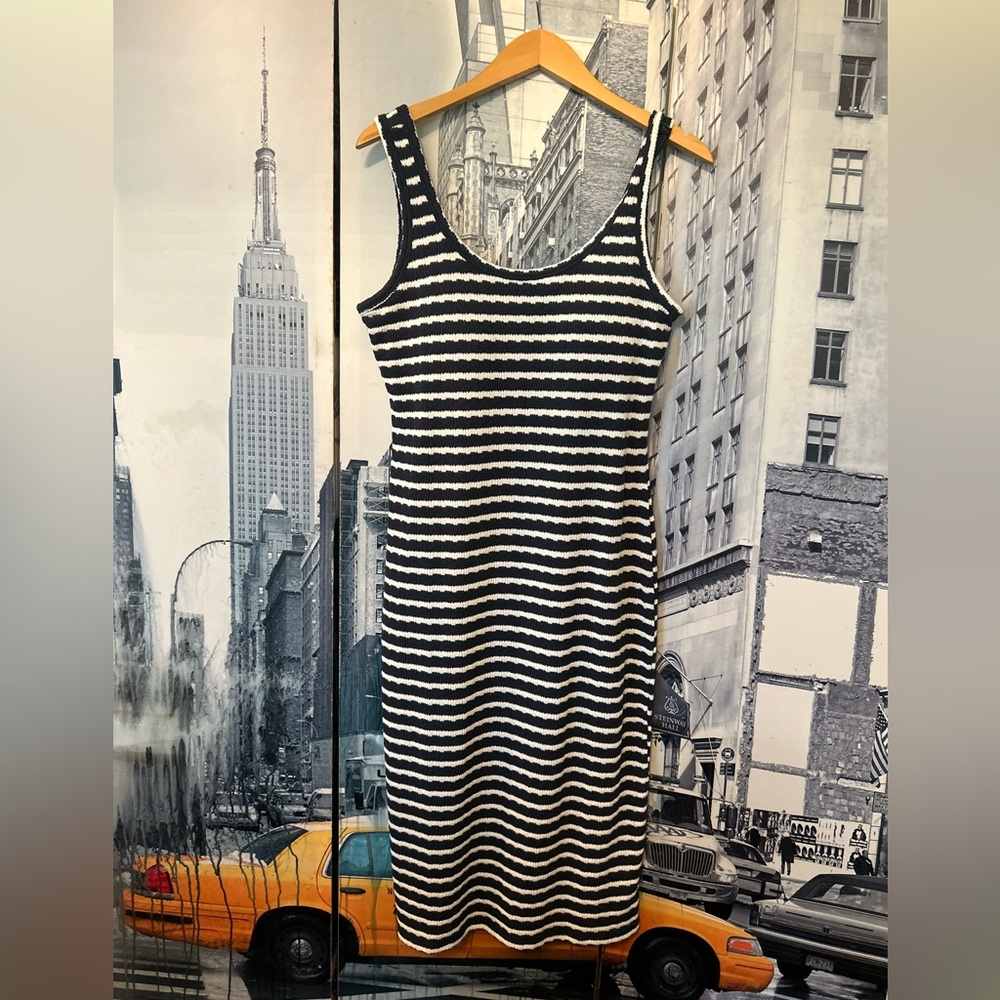 Maurices Black and White Striped Midi Tank Dress